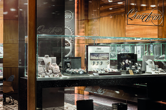 A couple admire diamond jewellery as they browse the exculsive shops at the D Maris Bay resort.
