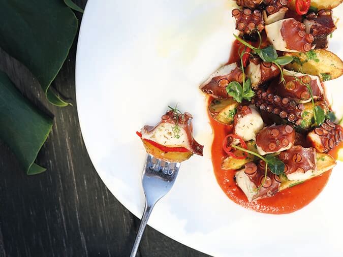  An octopus signature dish from La Guérite restaurant at D Maris Bay resort.
